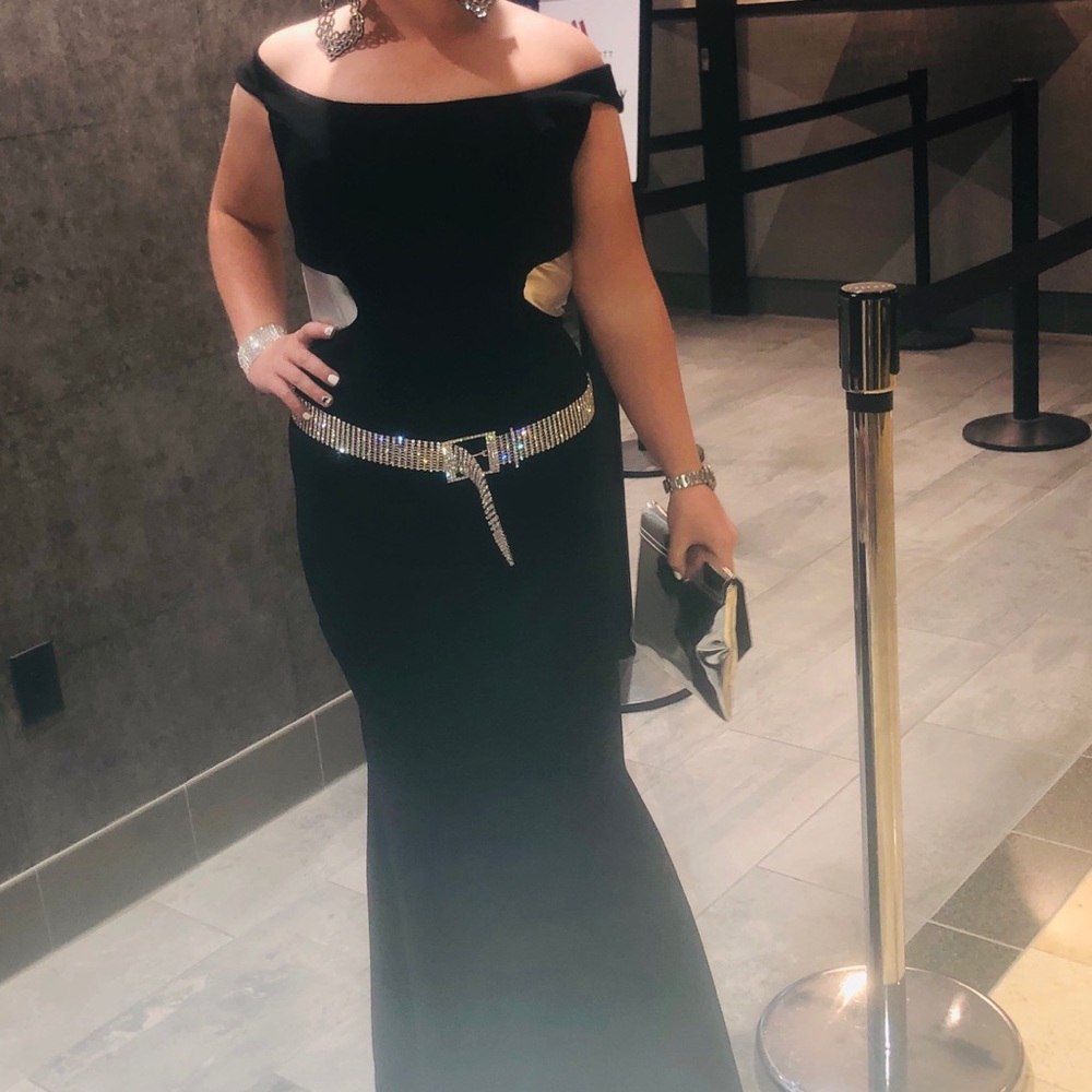 Long black gown with sides cut out